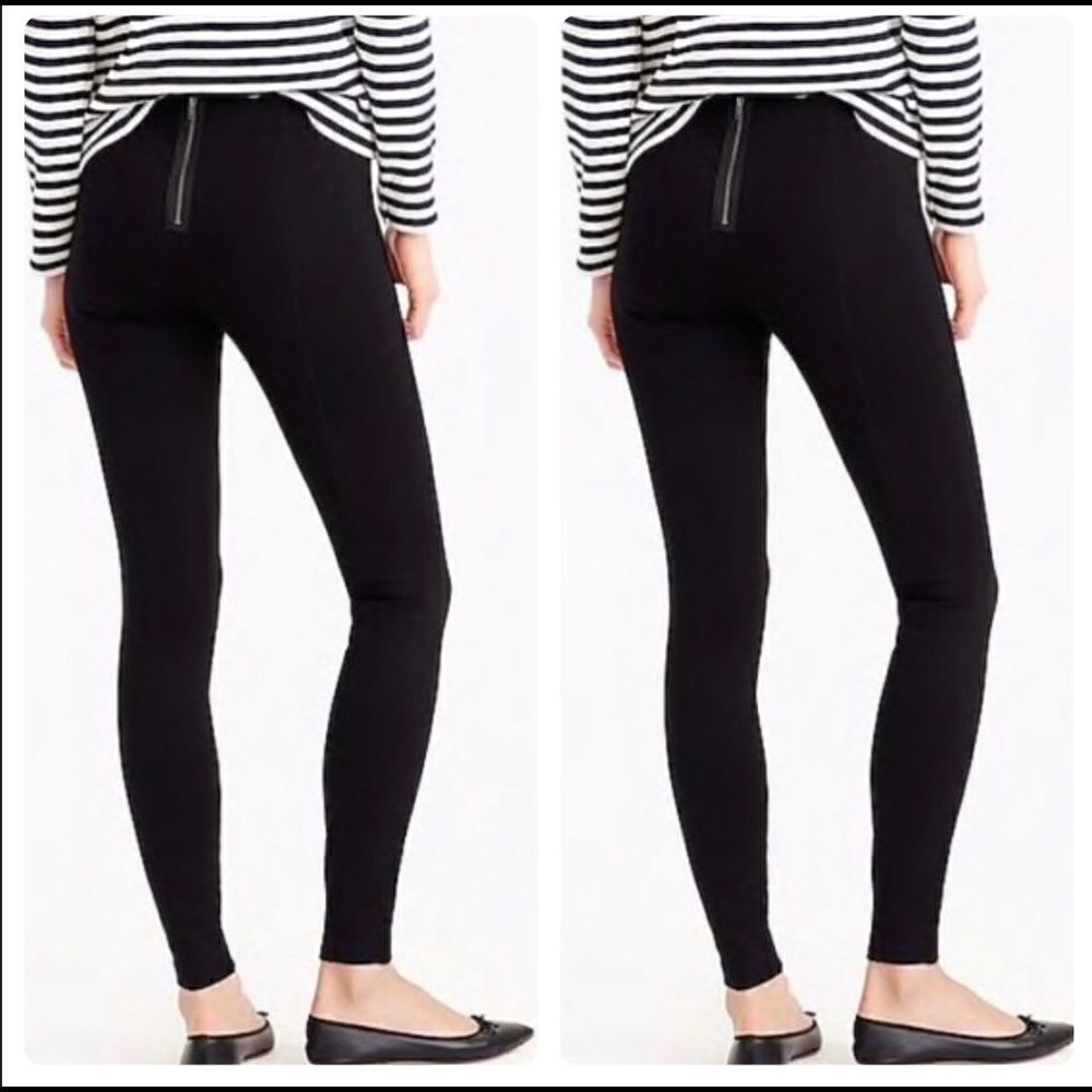 J. Crew Black Back Zipper Leggings Size 2